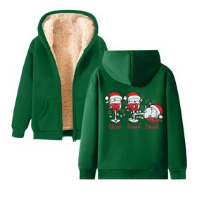 Generisch Noel Baskılı 2025 Kapüşonlu Uzun Kollu Zarif Gündelik E-Yeşil Kadın Sweatshirt