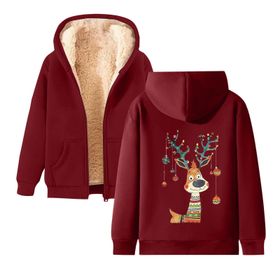 Generisch Noel Baskılı 2025 Kapüşonlu Uzun Kollu Zarif Gündelik Şarap Kadın Sweatshirt