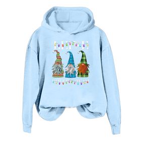 Generisch Noel Baskılı 2025 Modern Kapüşonlu Kışlık Zarif Gündelik Gök Mavisi-B Kadın Sweatshirt