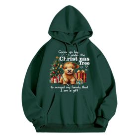 Generisch Noel Baskılı 2025 Modern Kapüşonlu Uzun Kollu Gündelik B-Koyu Yeşil Kadın Sweatshirt