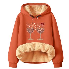 Generisch Noel Baskılı 2025 Modern Kapüşonlu Uzun Kollu Zarif Gündelik Turuncu-3 Kadın Sweatshirt