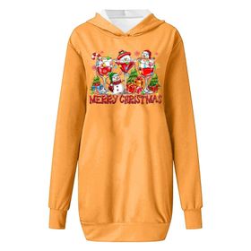 Generisch Noel Baskılı Uzun Kol Günlük Modern Sarı-A Kadın Sweatshirt