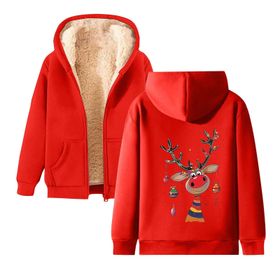 Generisch Weihnachtspullover Damen Zarif B Noel Kapüşonlu Tarzı Boş Zaman Polar Model Noel Baskılı Kış Uzun Kollu Gündelik Kırmızı Kadın Sweatshirt