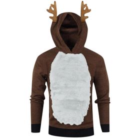 Generisch Zarif Noel Kapüşonlu Tarzı Boş Zaman Kazak Model Noel Baskılı Kış Uzun Kollu Gündelik Beyaz Kadın Sweatshirt