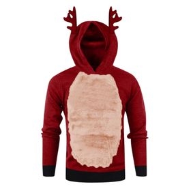 Generisch Zarif Noel Kapüşonlu Tarzı Boş Zaman Kazak Model Noel Baskılı Kış Uzun Kollu Gündelik Bronz Kadın Sweatshirt