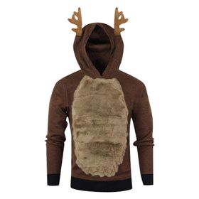 Generisch Zarif Noel Kapüşonlu Tarzı Boş Zaman Kazak Model Noel Baskılı Kış Uzun Kollu Gündelik Kahve Kadın Sweatshirt