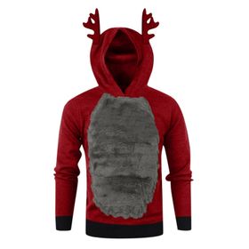 Generisch Zarif Noel Kapüşonlu Tarzı Boş Zaman Kazak Model Noel Baskılı Kış Uzun Kollu Gündelik Koyu Gri Kadın Sweatshirt
