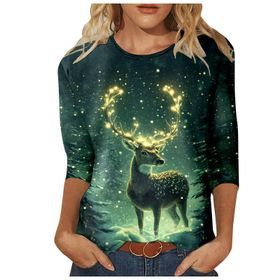 Generisch Zc Noel 3/4 Kollu Tatlı Desenli Kazak Model Kış Yuvarlak Yaka Uzun Kollu Süveter Moda Bol Üst Giyim Siyah Kadın Kazağı