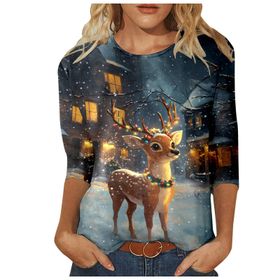 Generisch Zd Noel 3/4 Kollu Tatlı Desenli Kazak Model Kış Yuvarlak Yaka Uzun Kollu Süveter Moda Bol Üst Giyim Kahverengi Kadın Kazağı