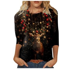 Generisch Ze Noel 3/4 Kollu Tatlı Desenli Kazak Model Kış Yuvarlak Yaka Uzun Kollu Süveter Moda Bol Üst Giyim Gri Kadın Kazağı