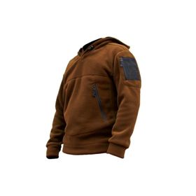 Genius Store Kompat Tactical Kahverengi Kapüşonlu Outdoor Erkek Polar