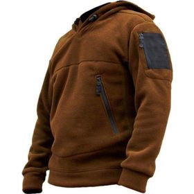Genius Store Kompat Tactical Kahverengi Kapüşonlu Outdoor Erkek Polar