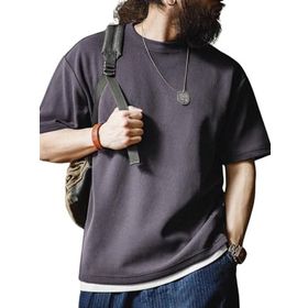 Genius Store Waffle Oversize Bisiklet Yaka Kısa Kol Füme Erkek T-shirt