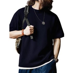 Genius Store Waffle Oversize Bisiklet Yaka Kısa Kol Lacivert Erkek T-shirt