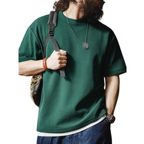 Genius Store Waffle Oversize Bisiklet Yaka Kısa Kol Nefti Erkek T-shirt