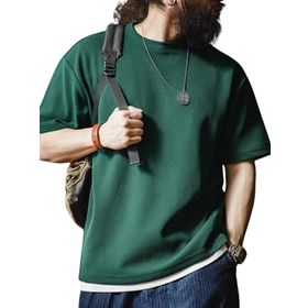 Genius Store Waffle Oversize Bisiklet Yaka Kısa Kol Nefti Erkek T-shirt