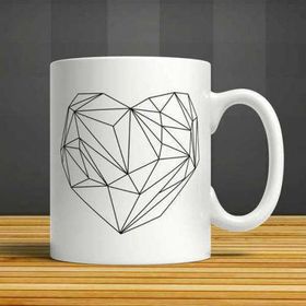 Geometrik Kalp Seramik Kupa Bardak