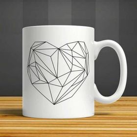 Geometrik Kalp Seramik Kupa Bardak