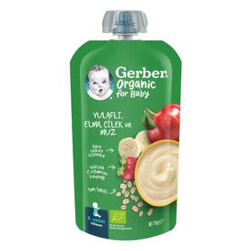 Gerber 110 gr Organic Yulaflı Elma Çilek ve Muz Püre