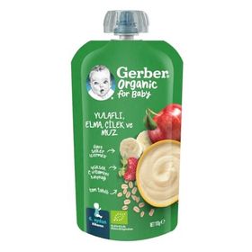 Gerber 110 gr Organic Yulaflı Elma Çilek ve Muz Püre