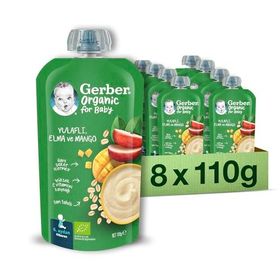 Gerber 8x110 gr Organik Yulaflı Elma ve Mango Püresi
