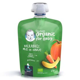 Gerber Organik 90 gr Muzlu ve Havuçlu Balkabağı Püresi
