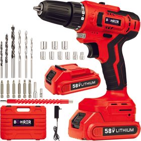 German Böhrer 58V Pro Hummer Kırmızı Çift Akülü Yüksek Torq +24 Vidalama Şarjlı Matkap Set