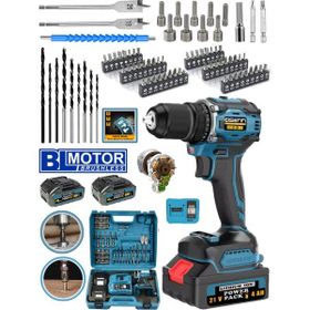 German E-013 Blue Drive Darbeli 21 V 4 Ah Fırçasız 84 Parça Motor Şarjlı Vidalama Matkap