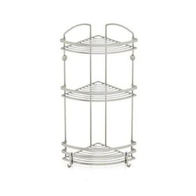 Geseus BK083H Inox Paslanmaz Çelik Üç Katlı Kancalı Banyo Köşe Rafı