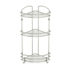 Geseus BK083H Inox Paslanmaz Çelik Üç Katlı Kancalı Banyo Köşe Rafı