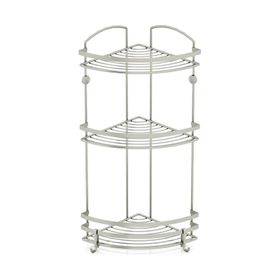 Geseus BK083H Inox Paslanmaz Çelik Üç Katlı Kancalı Banyo Köşe Rafı