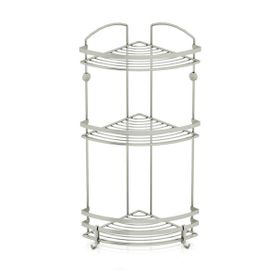 Geseus BK083H Inox Paslanmaz Çelik Üç Katlı Kancalı Banyo Köşe Rafı