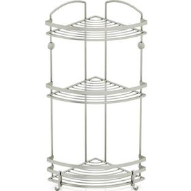 Geseus BK083H Inox Paslanmaz Çelik Üç Katlı Kancalı Banyo Köşe Rafı