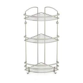 Geseus BK083H Inox Paslanmaz Çelik Üç Katlı Kancalı Banyo Köşe Rafı