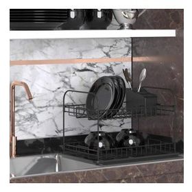 Geseus KB007S Home Mat Siyah İki Katlı Tabaklık Bulaşıklık