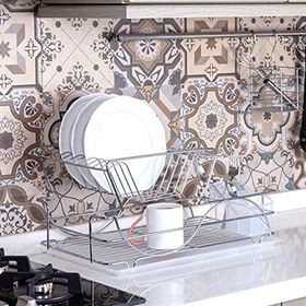 Geseus KB009 Home Krom Şeffaf İki Katlı Tabaklık Bulaşıklık