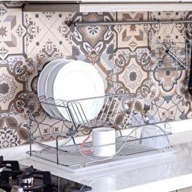 Geseus KB009 Home Krom Şeffaf İki Katlı Tabaklık Bulaşıklık