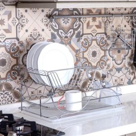 Geseus KB009 Home Krom Şeffaf İki Katlı Tabaklık Bulaşıklık