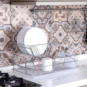 Geseus KB009 Home Krom Şeffaf İki Katlı Tabaklık Bulaşıklık