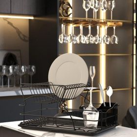 Geseus KB009S Home Mat Siyah İki Katlı Tabaklık Bulaşıklık
