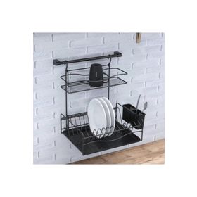 Geseus KB013S Home Borulu Askılı Mat Siyah Bardaklık Tabaklık Bulaşıklık
