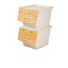 Geseus Motek Bambu Tekerlekli 2X12 lt Organizer Çok Amaçlı Saklama Kutusu