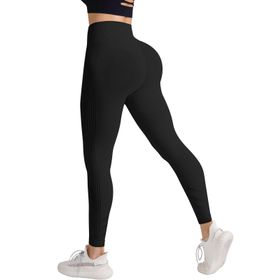 Getervb Scrunch Butt Push Up Jogging Yüksel Bel Opak Dikişsiz A-Siyah Kadın Tayt