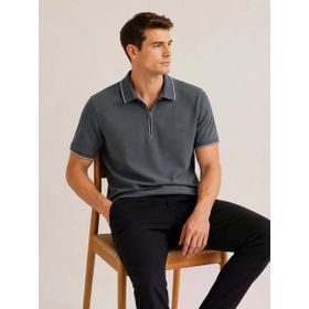Gewer 7687 Slim Fit Erkek Polo Yaka Fermuarlı Tişört