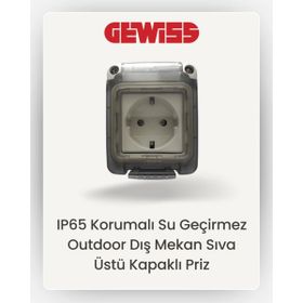 Gewiss IP65 Korumalı Dış Mekan Kapaklı Priz