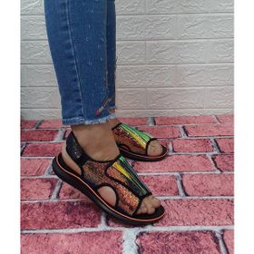 Gezer 00050 Yeşil Pullu Topuk Jelli Kadın Sandalet