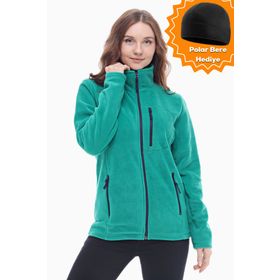Ghassy Co. 869866011 Mavi Tam Fermuarlı Polar Kadın Ceket