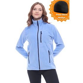 Ghassy Co. 869866011 Mavi Tam Fermuarlı Polar Kadın Ceket