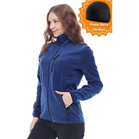Ghassy Co. 869866011 Mavi Tam Fermuarlı Polar Kadın Ceket