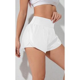 Ghassy Co Beyaz Kadın 2 in 1 Running Sports Athletic Gym Telefon Cepli Kısa Taytlı Şort